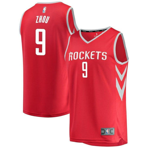 9-Zhou Qi Houston Rockets Jersey - Icon Edition - Red