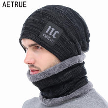 Load image into Gallery viewer, AETRUE Winter Knitted Hat Beanies Men Women Scarf Caps