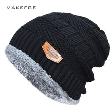 Load image into Gallery viewer, black hats Fall Hat Thick and warm and Bonnet Skullies Beanie Soft Knitted Beanies Cotton