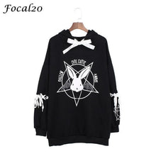 Load image into Gallery viewer, Harajuku Pentagram Print Lace Up Women Fleeces Hoodies
