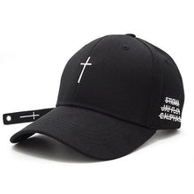 Load image into Gallery viewer, Cross Belt Baseball Cap Black Embroidery Letter Snapback Hat