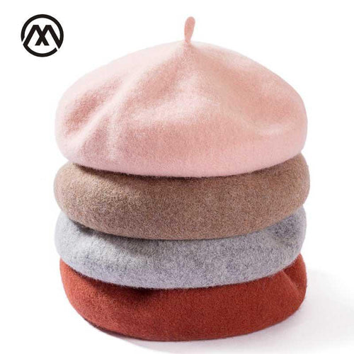 Berets Hat Painter style hat Women Wool Vintage Berets Solid Color Caps