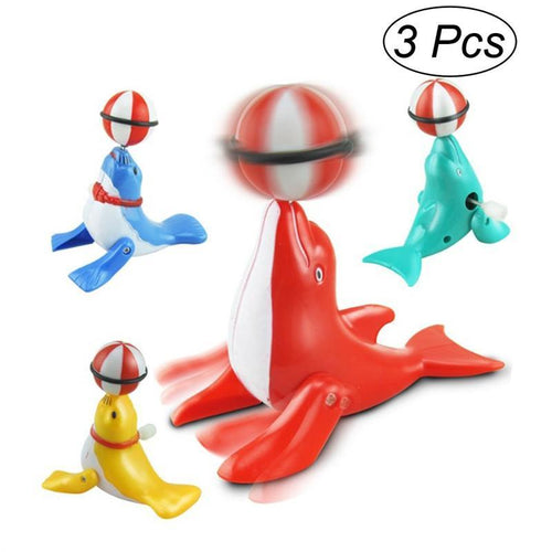 3pcs Cute Wind-up Toys Clockwork Cartoon Dolphin and Sea Lion Toys Educational Toys for Kids(Random Color)
