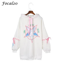 Load image into Gallery viewer, Harajuku Pentagram Print Lace Up Women Fleeces Hoodies