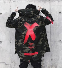 Load image into Gallery viewer, Camouflage Jacket Men Coats High Street Ribbon Patchwork