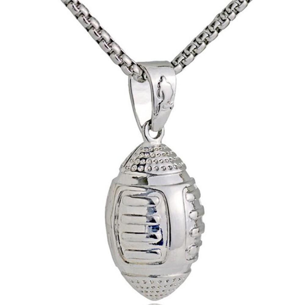 3D Rugby Pendant Charm Necklace Stainless Steel Chain