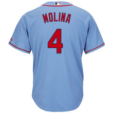 Load image into Gallery viewer, Yadier Molina St. Louis Cardinals Majestic Alternate Cool Base Player Jersey – Horizon Blue/Cream