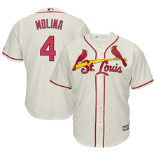 Load image into Gallery viewer, Yadier Molina St. Louis Cardinals Majestic Alternate Cool Base Player Jersey – Horizon Blue/Cream