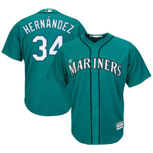 Load image into Gallery viewer, Felix Hernandez Seattle Mariners Majestic Cool Base Player Jersey - Northwest Green