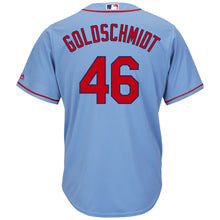 Load image into Gallery viewer, Paul Goldschmidt St. Louis Cardinals Majestic Alternate Official Cool Base Player Jersey – Light Blue/Cream