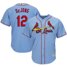 Load image into Gallery viewer, Paul DeJong St. Louis Cardinals Majestic Alternate Cool Base Player Jersey – Horizon Blue/White