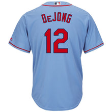 Load image into Gallery viewer, Paul DeJong St. Louis Cardinals Majestic Alternate Cool Base Player Jersey – Horizon Blue/White