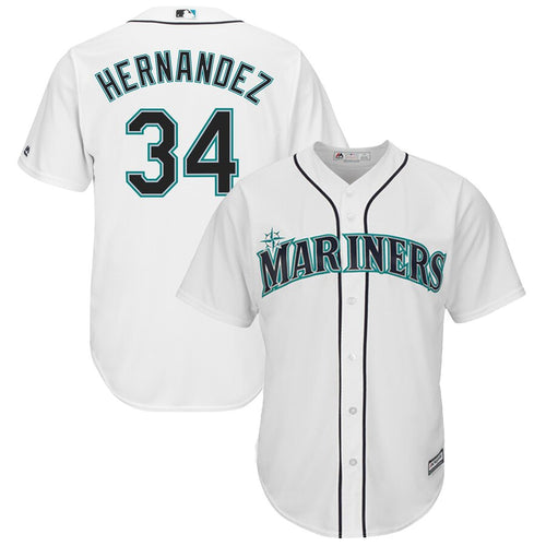 Felix Hernandez Seattle Mariners Majestic Cool Base Player Jersey - White / Cream