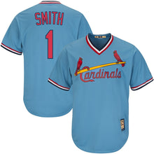 Load image into Gallery viewer, Ozzie Smith St. Louis Cardinals Majestic Big &amp; Tall Cooperstown Cool Base Player Jersey - Light Blue