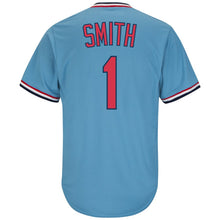 Load image into Gallery viewer, Ozzie Smith St. Louis Cardinals Majestic Big &amp; Tall Cooperstown Cool Base Player Jersey - Light Blue